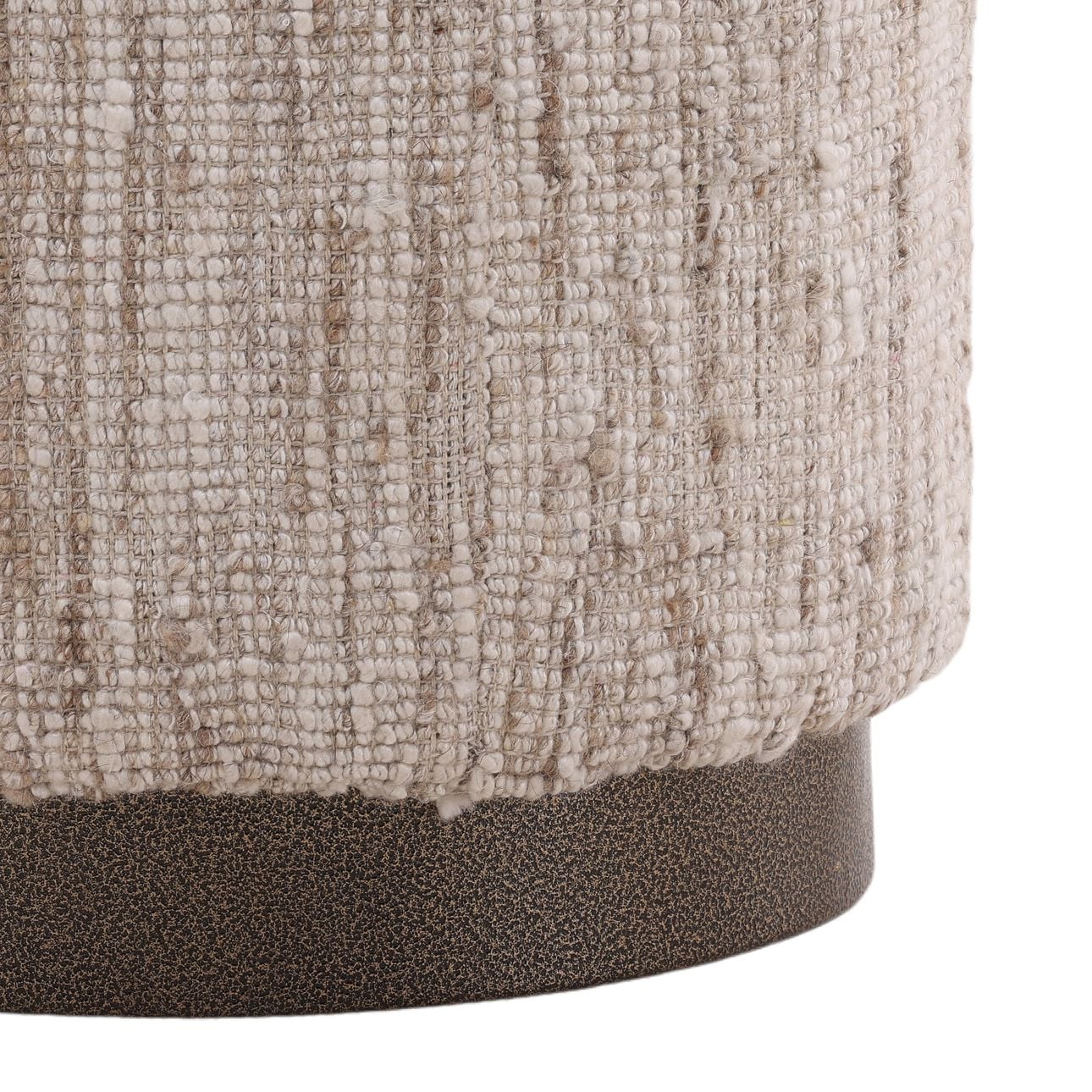 Beige Hand Spun Yarn and Steel Stool 16 in Wide