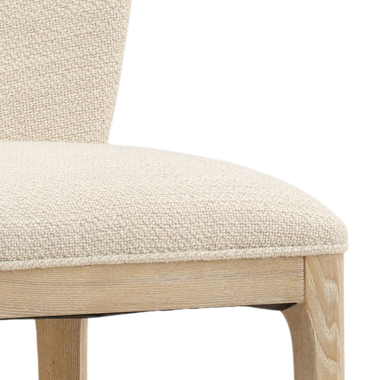 Cienega Oatmeal and Light Natural Polyester Blend Fabric and Solid Ash Wood Stool 19 in Wide