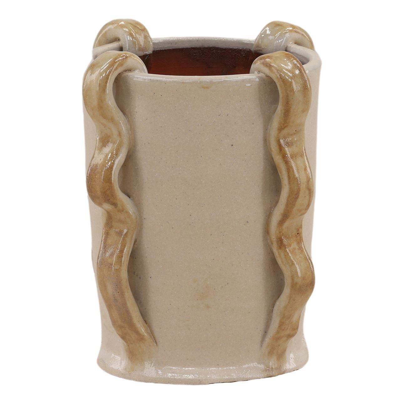 Beige Terracotta Vase 8 in Wide