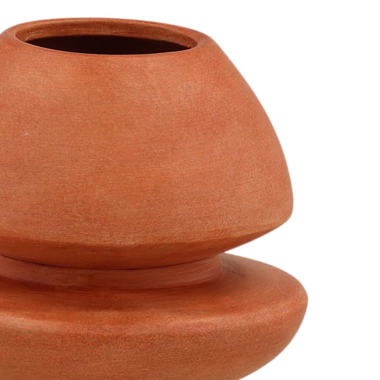 Orange Terracotta Vase 8 in Wide