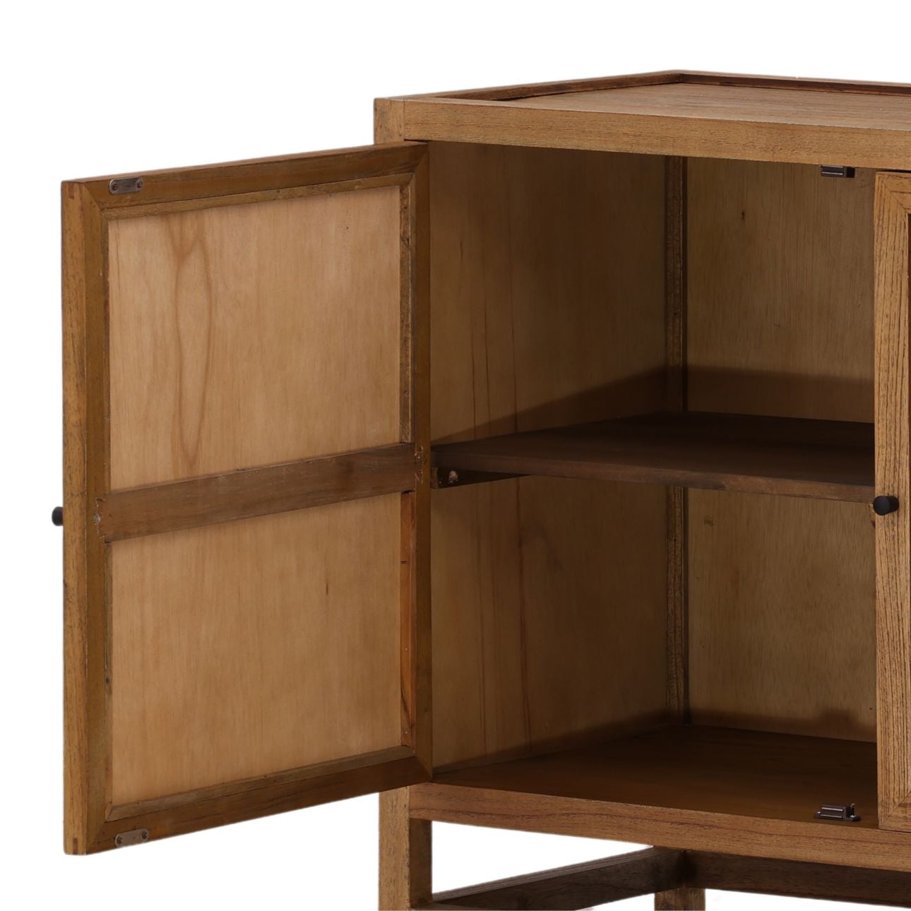 Brown Mindi Wood and Coconut Leaf Rattan Sideboard 41.5 in Wide