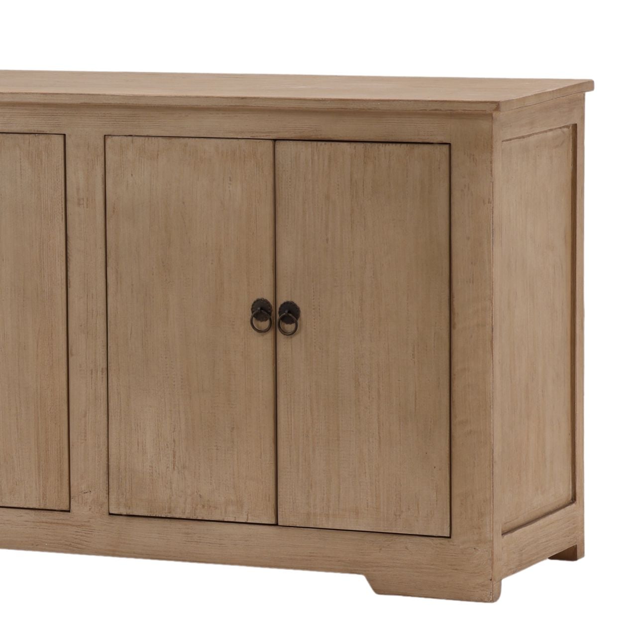 Light Warm Wash Sealed Finish Reclaimed Pine Wood Sideboard 109.5 in Wide