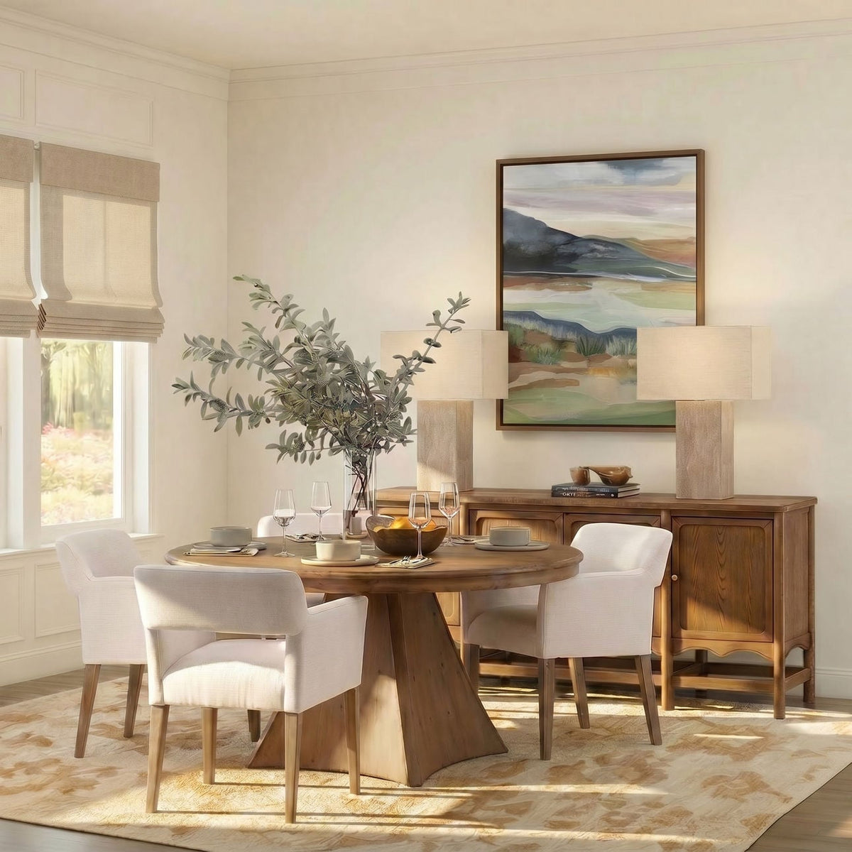 Refined Reclaimed Pine Wood Dining Table