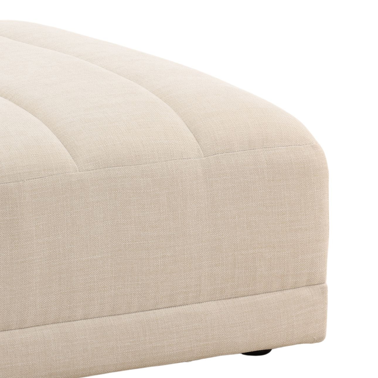 Topanga Oat Two-Tone Basketweave Fabric Ottoman 36 in Wide