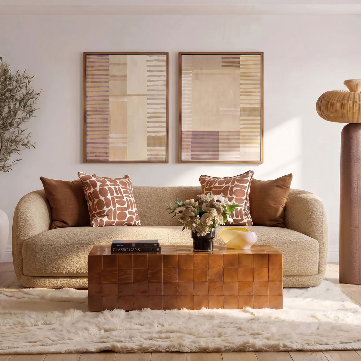 Crafted Chunky Boucle Fabric Sofa