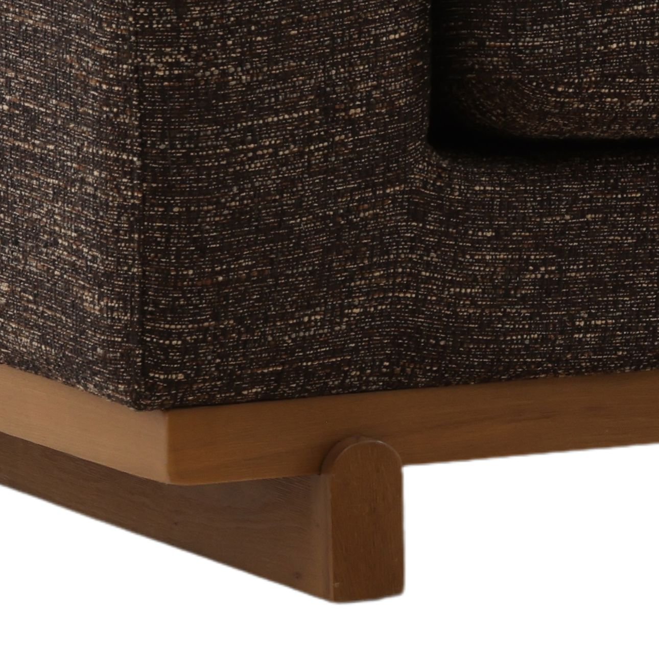 Field Brown Tweed Fabric and Elm Wood Sofa 98.5 in Wide