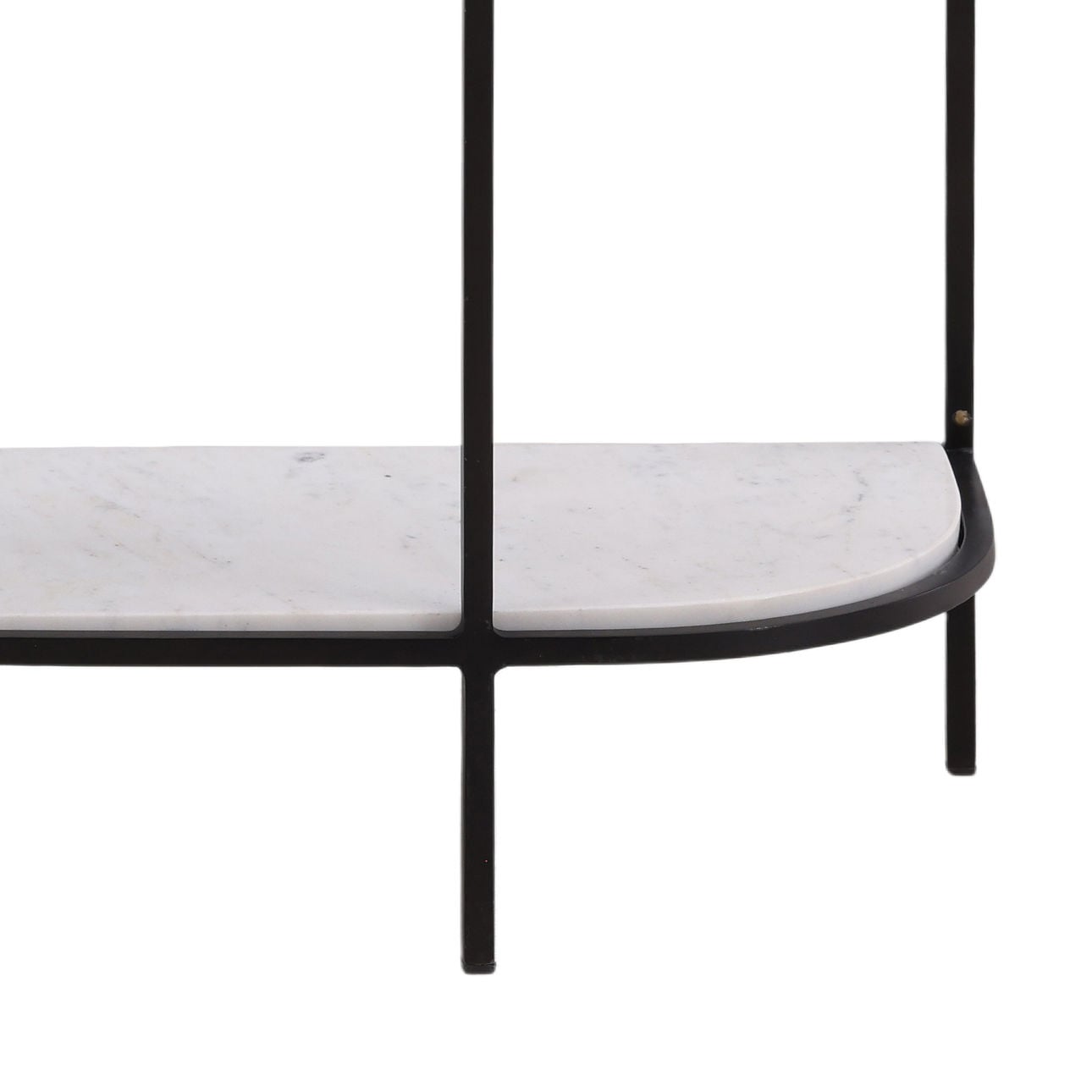 White and Black Banswara Marble and Iron Table 43 in Wide