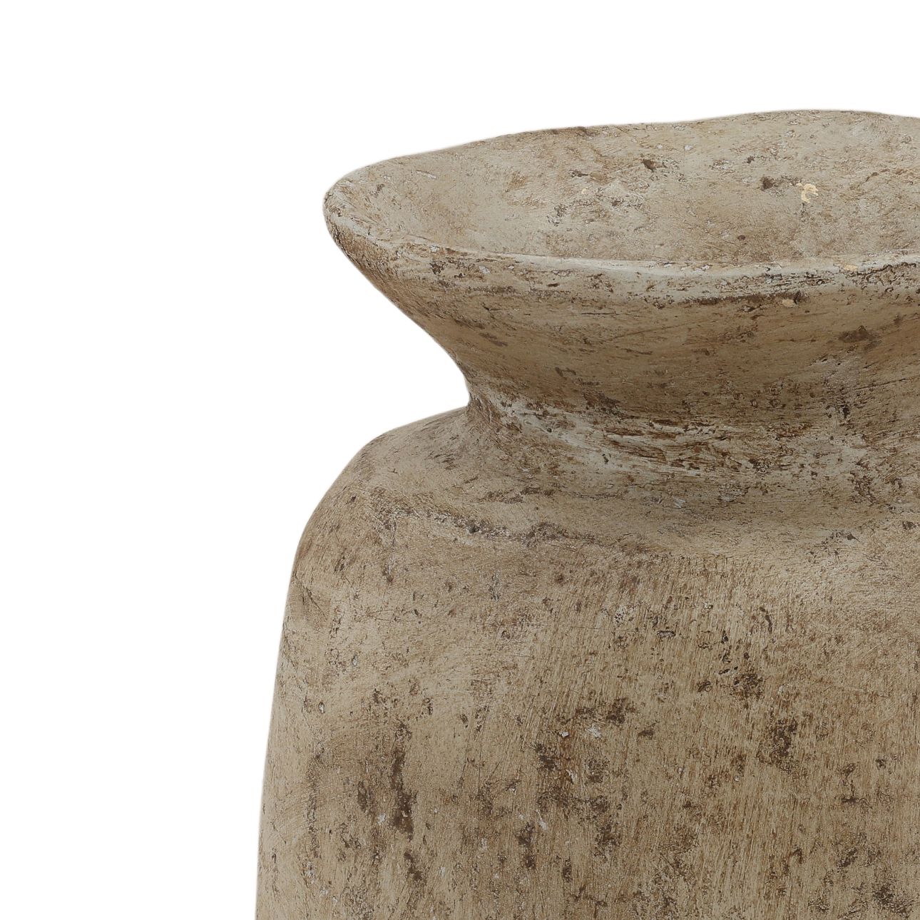 Beige Paper Mache Vase 12 in Wide