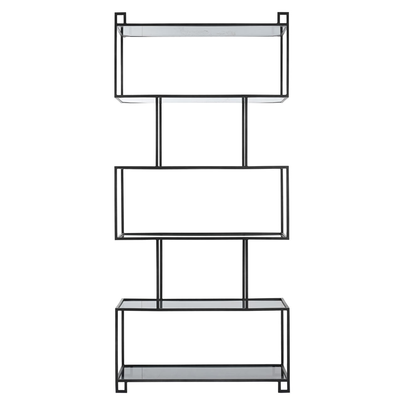 Black Iron and Glass Bookcase 38 in Wide