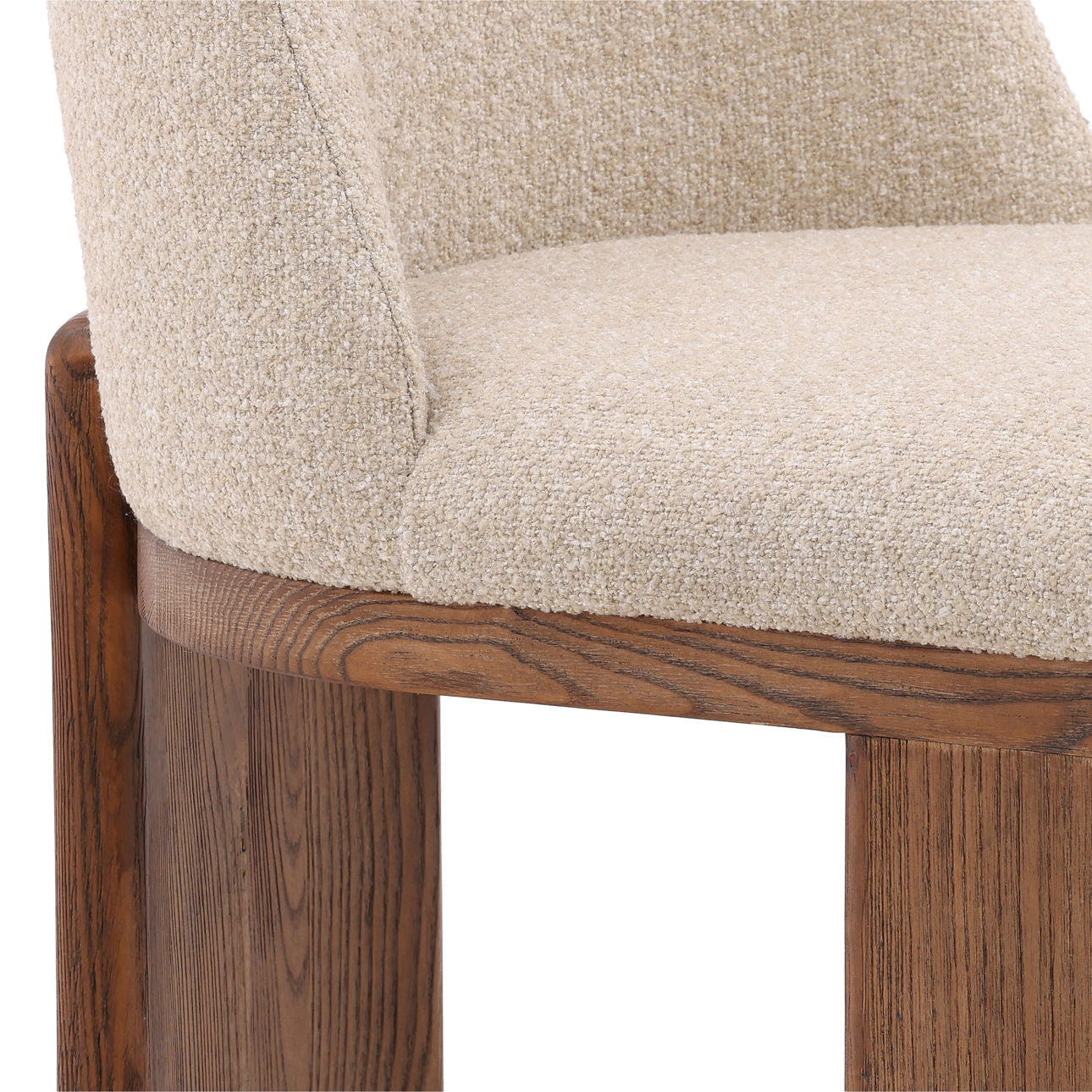 Yukon Sand and Brown Boucle Upholstery and Ash Wood Chair 20 in Wide