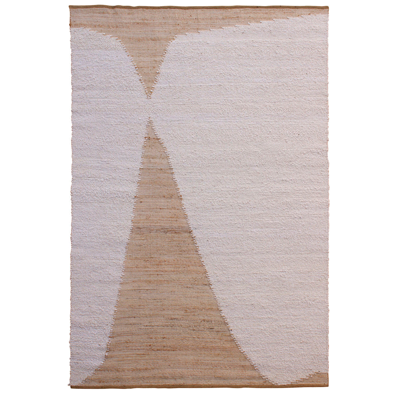 Ivory Handwoven Wool and Jute Rug 96 in Wide