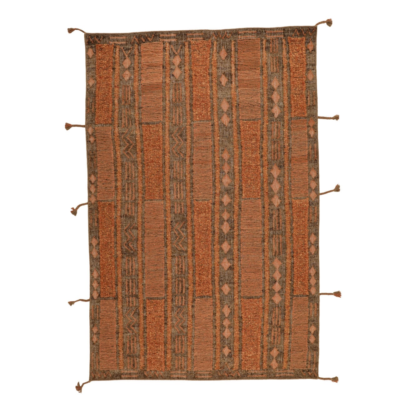 Brown Hand Knotted Wool and Jute Rug 72.5 in Wide