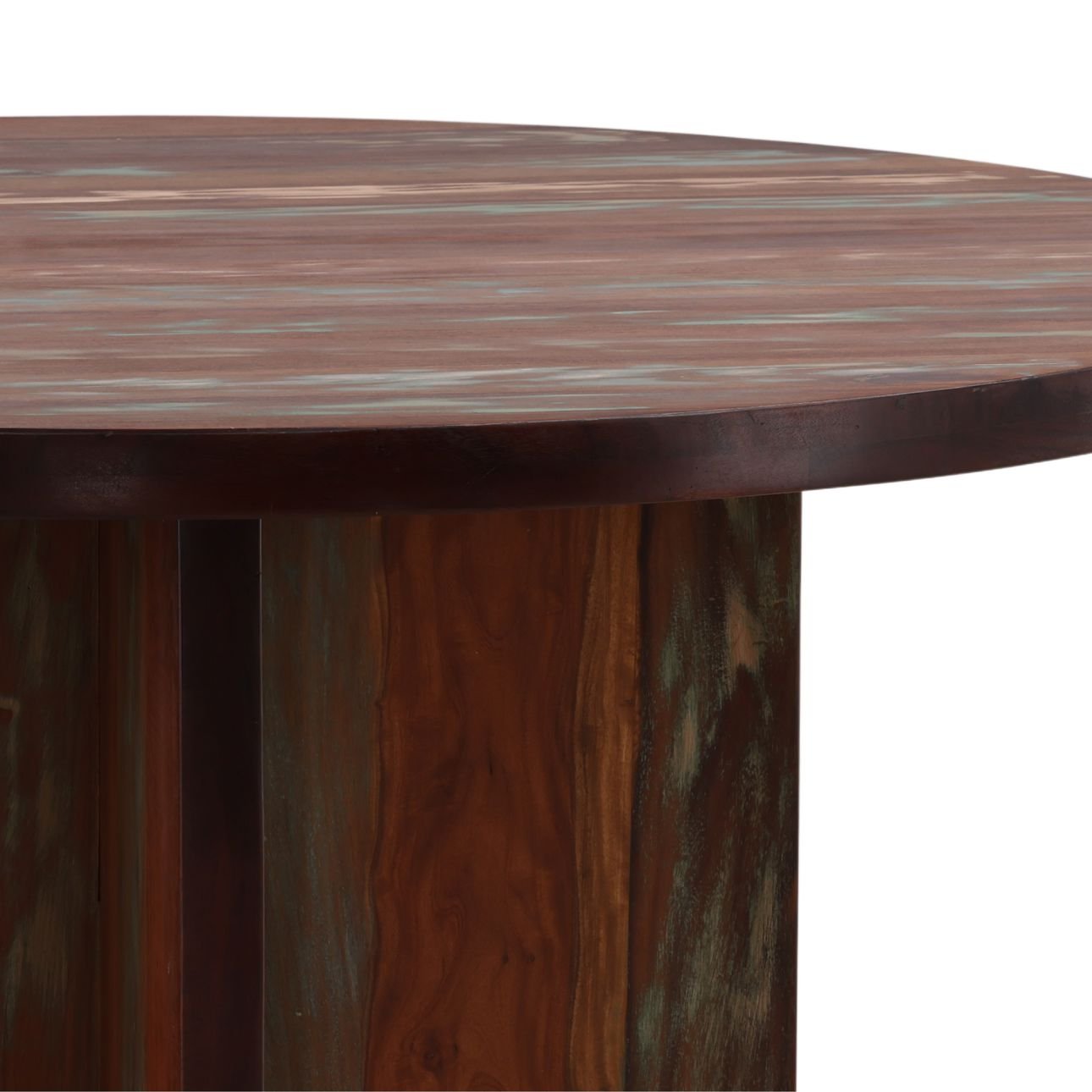 Medium Brown Distressed Paint Reclaimed Mango Wood Table 60 in Wide