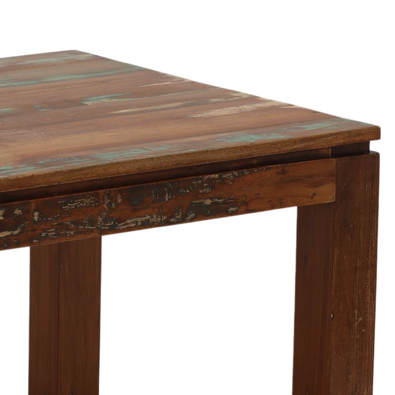 Medium Brown Distressed Paint Reclaimed Mango Wood Table 78 in Wide