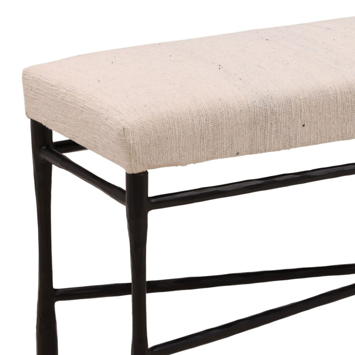 Artisan Fabric and Iron Bench