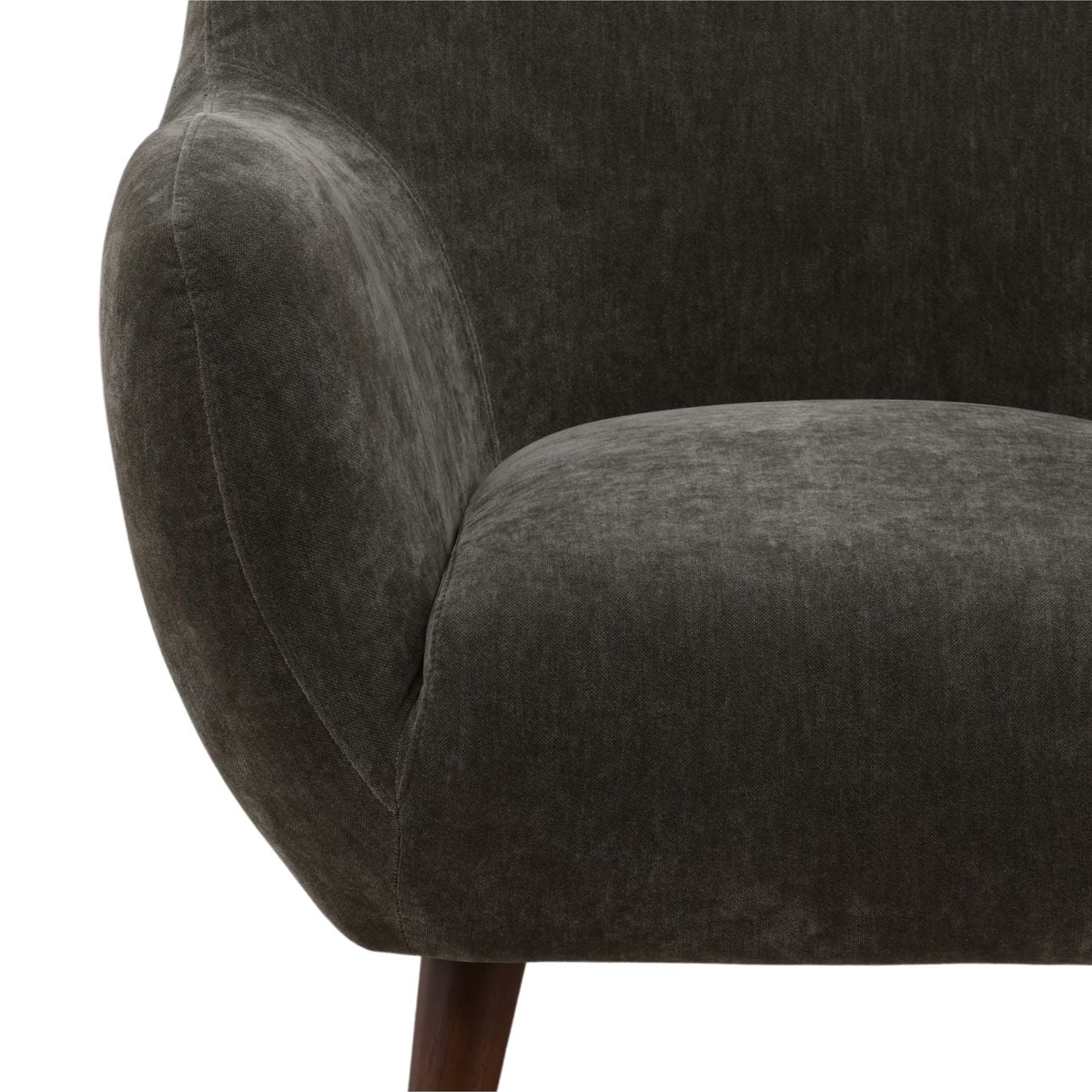 Canna Forest and Brown Chenille Fabric and Rubber Wood Chair 32 in Wide