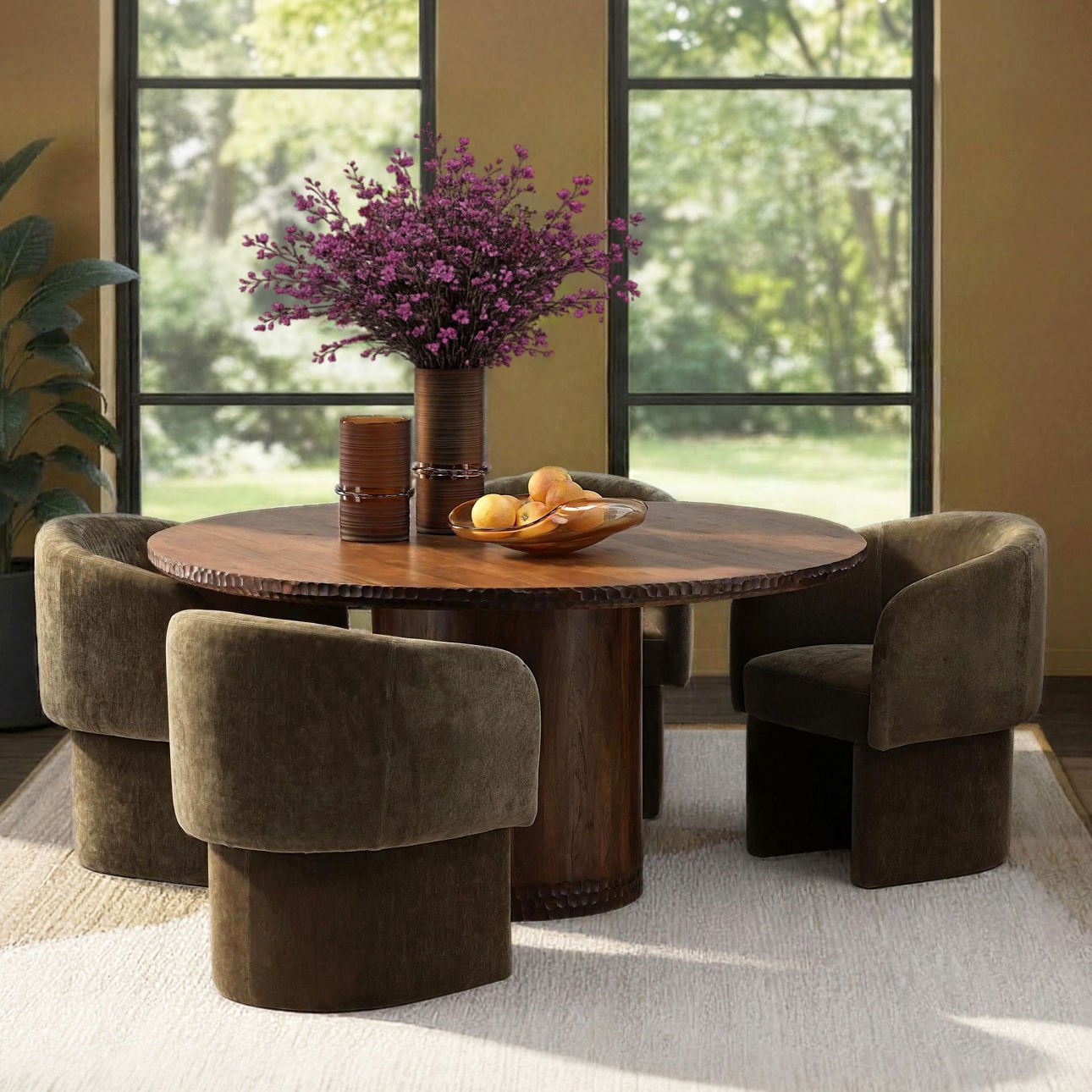 Moss Olive Velvet Fabric Chair 25.5 in Wide