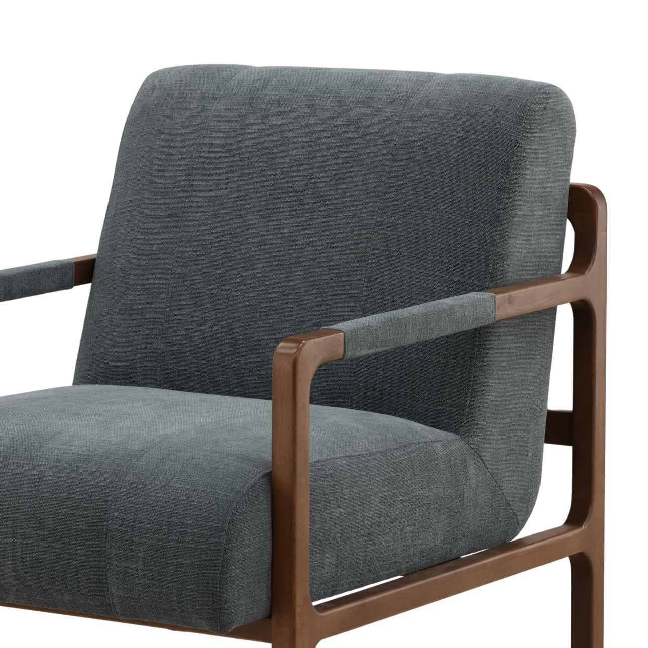 Sepulveda Blue and Brown Basketweave Fabric and Rubber Wood Chair 29.5 in Wide