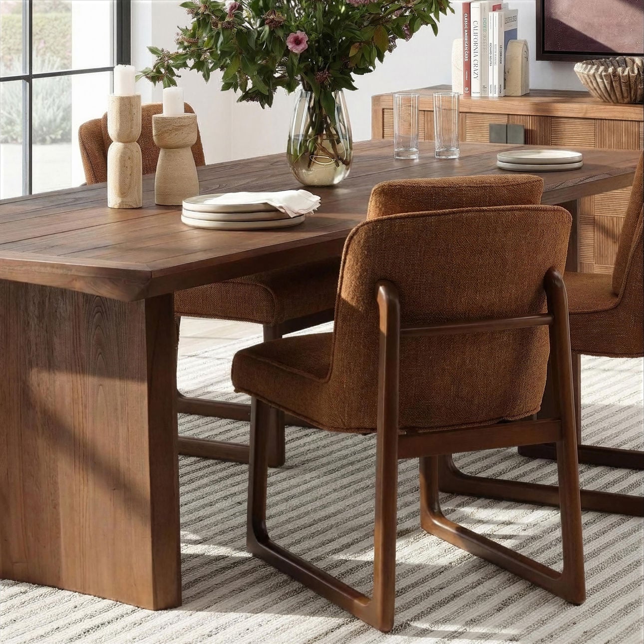 Lola Ginger and Dark Brown Basketweave Fabric and Rubber Wood Chair 20 in Wide