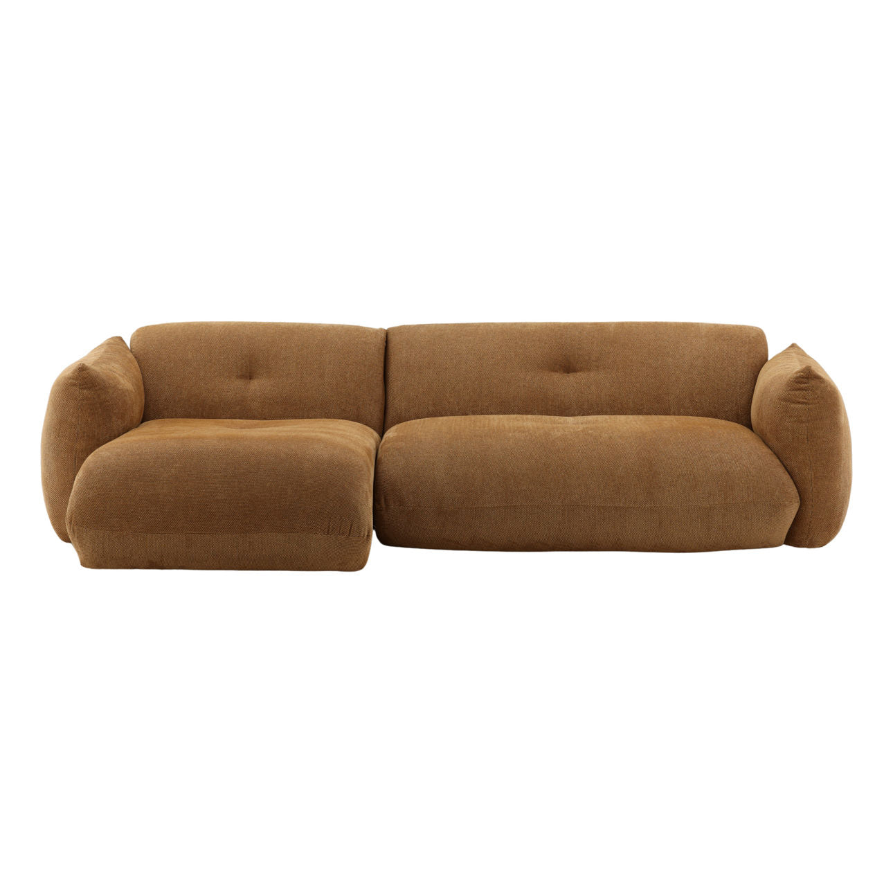 Caramel Chunky Woven Chenille Fabric Sectional 112.5 in Wide