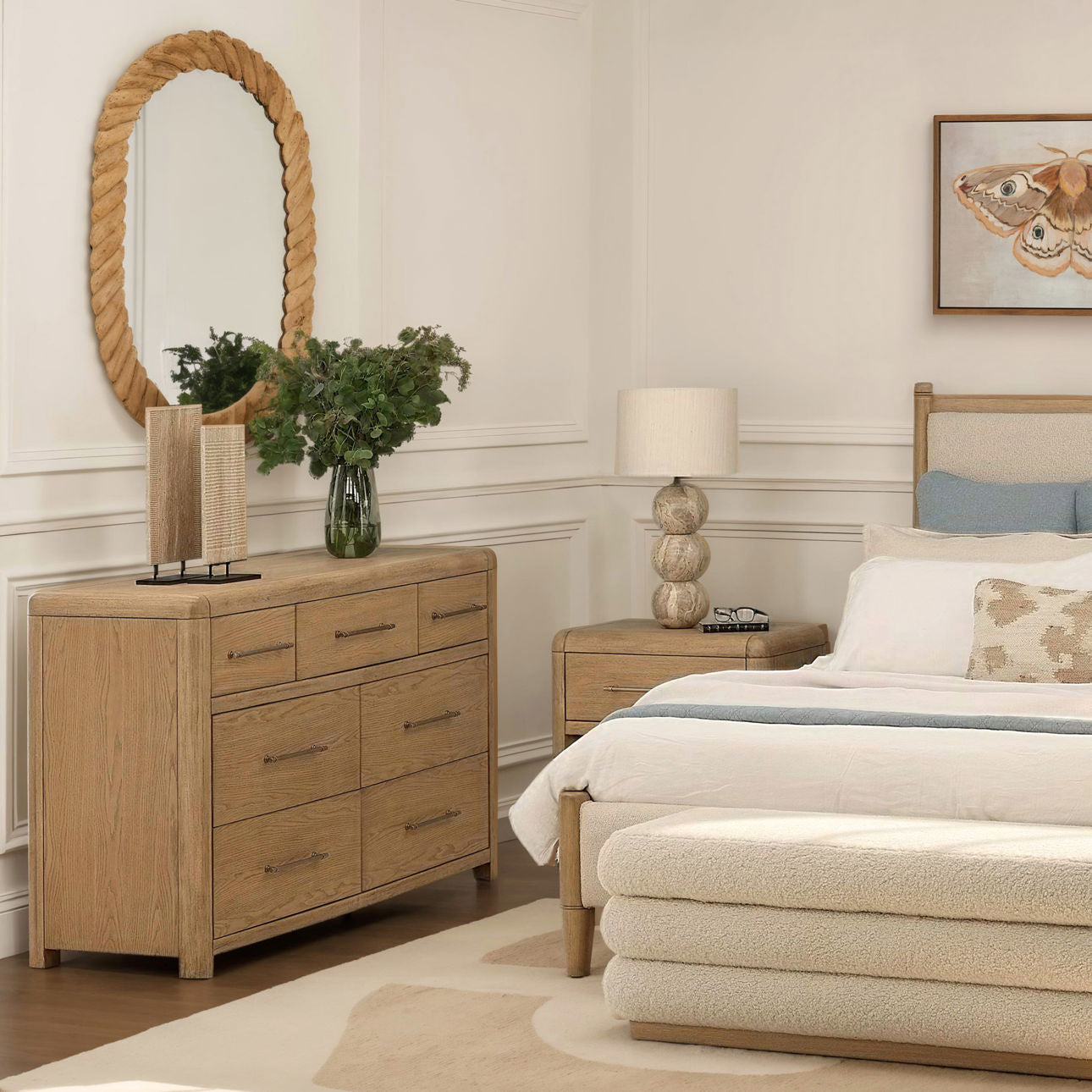 Natural Teak Wood Mirror 33 in Wide