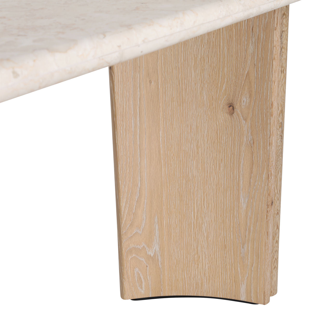 Natural Wash and Cream Marble Oak Wood, Oak Veneer and Marble Table 71 in Wide