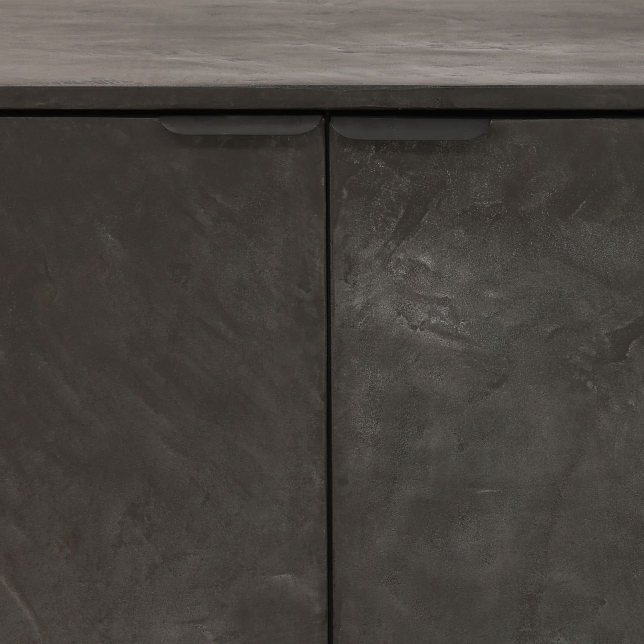 Black Micro Cement, Pine Wood and Metal Sideboard 78.5 in Wide