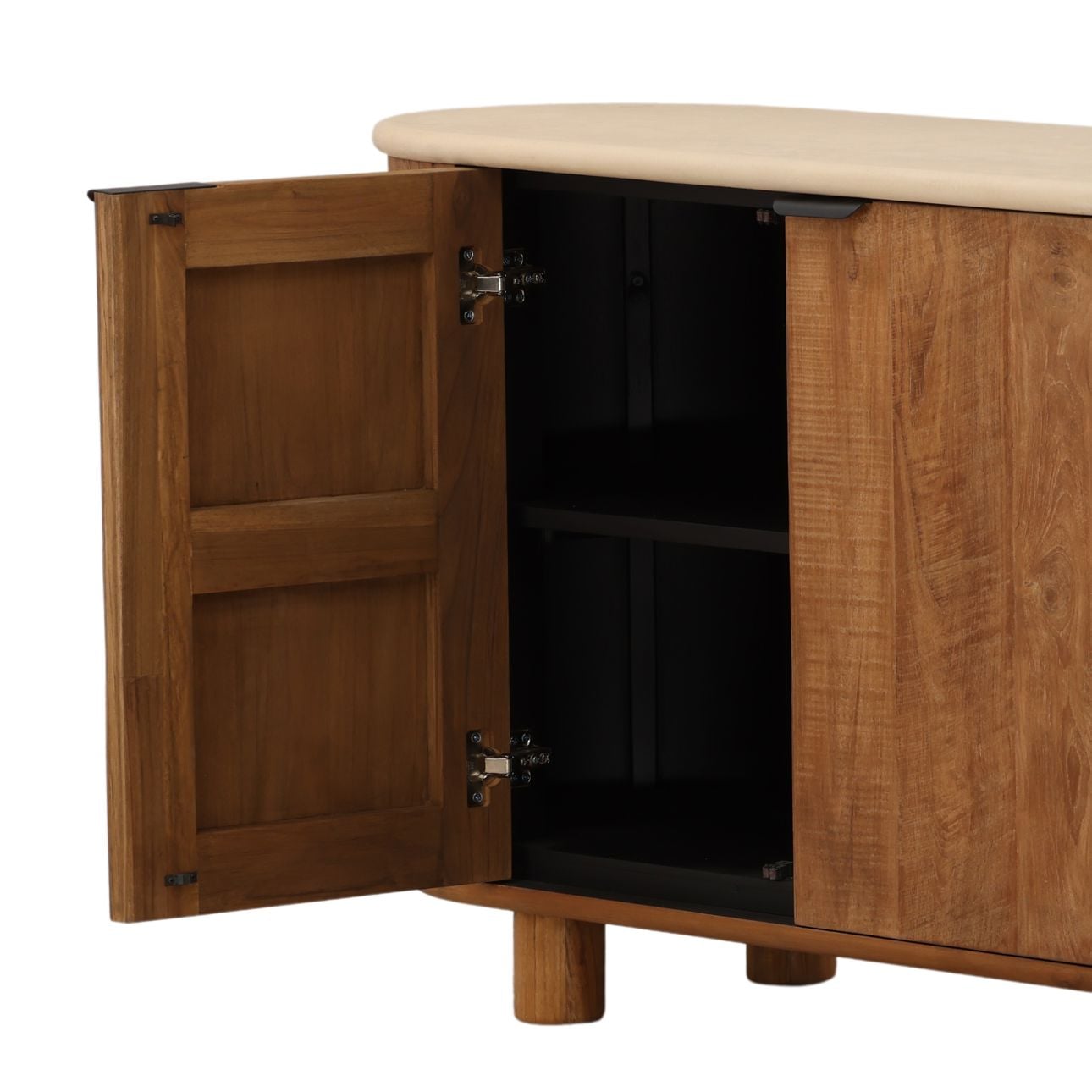 Sand and Brown Micro Cement and Teak Wood Sideboard 94 in Wide