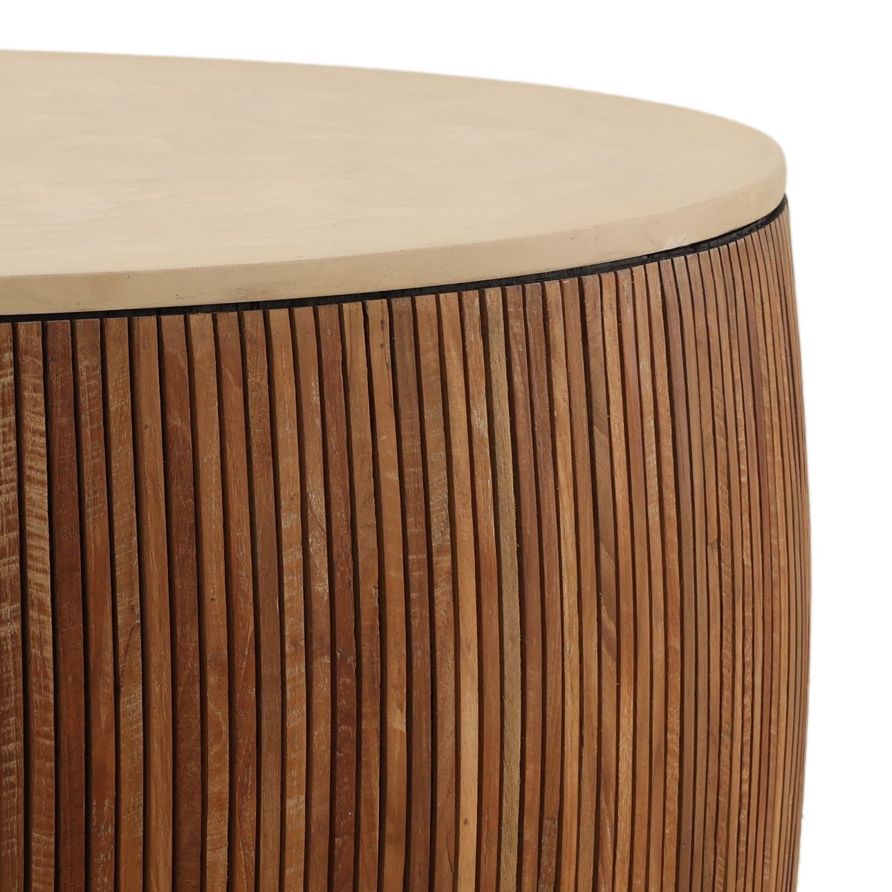 Sand and Brown Micro Cement and Teak Wood Table 39 in Wide