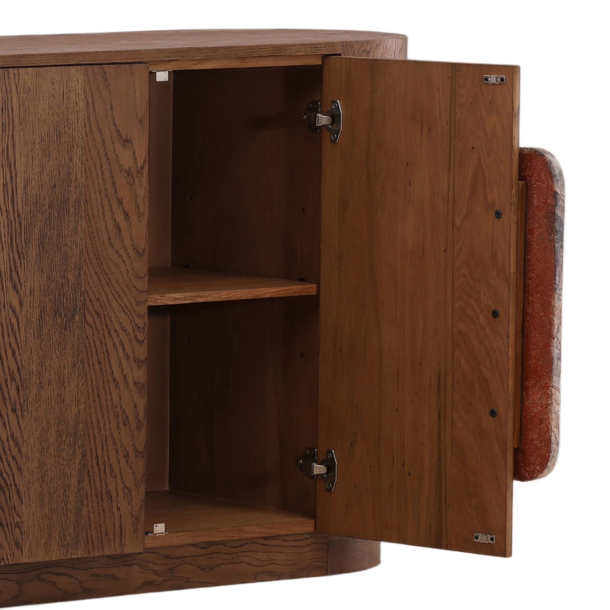 Elevated Bidasar Marble and Oak Veneer Cabinet
