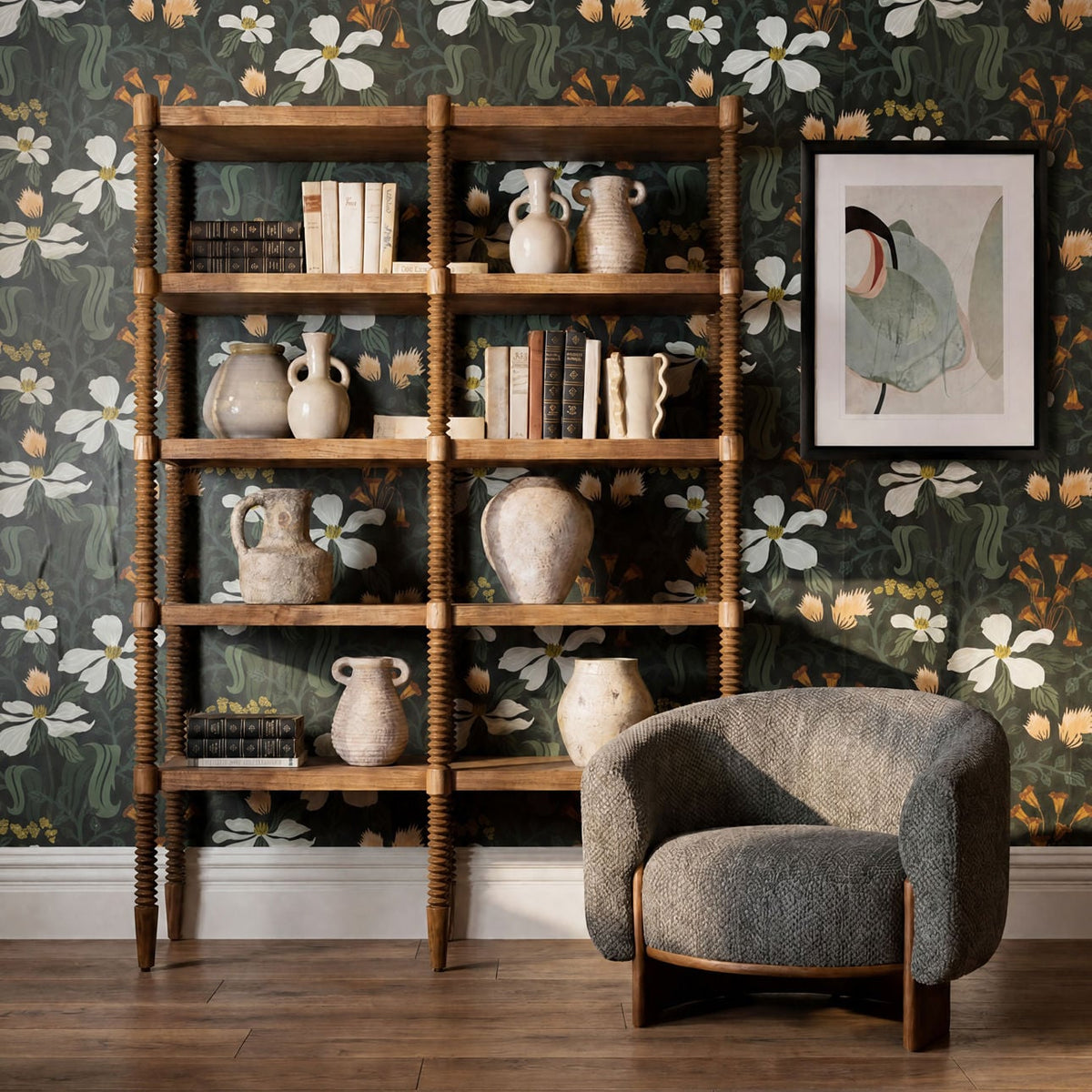 Crafted Chunky Boucle and Rubber Wood Home Accent