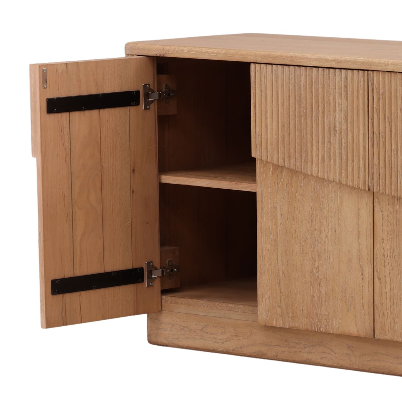 Light Natural Oak Wood Sideboard 97 in Wide