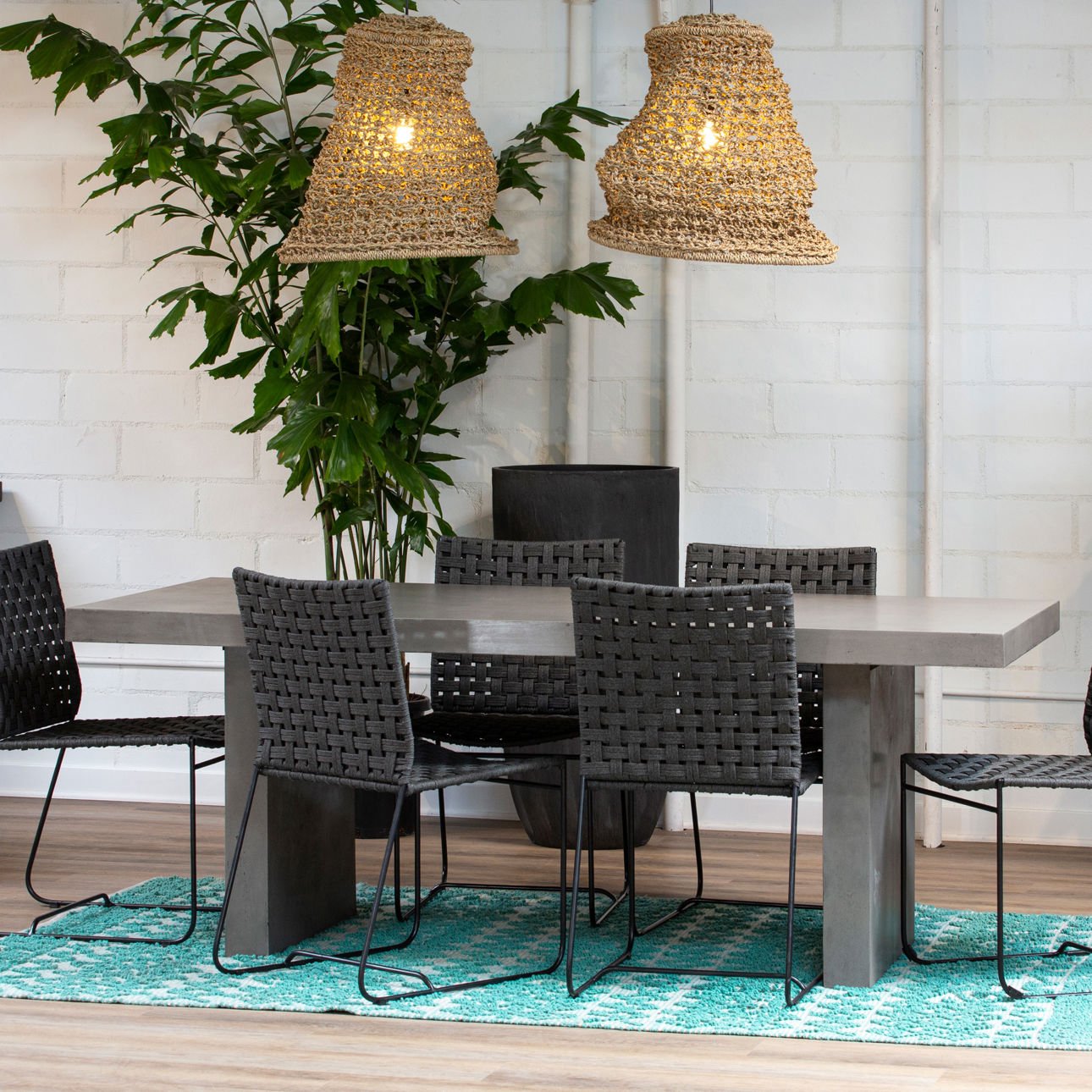 Dark Grey Lightweight Concrete Table 79 in Wide