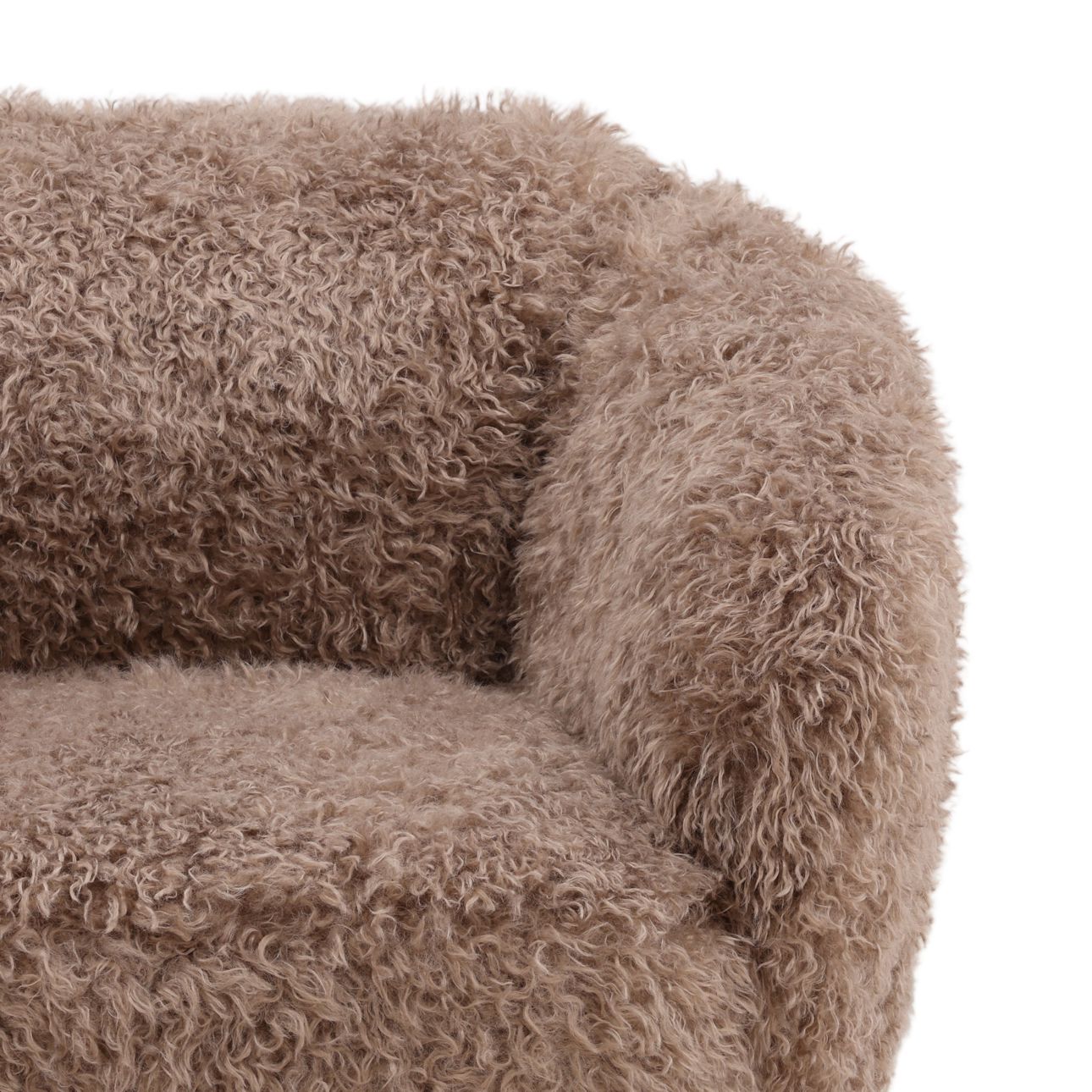 Taupe Faux Fur Fabric Chair 29.5 in Wide
