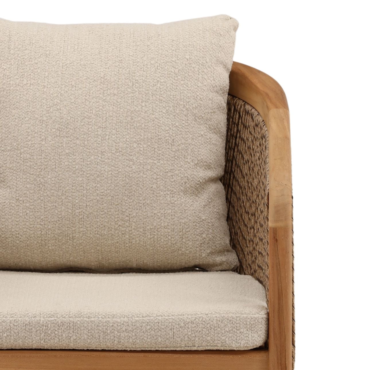 Sand and Natural Olefin Fabric and Teak Wood Chair 21.5 in Wide