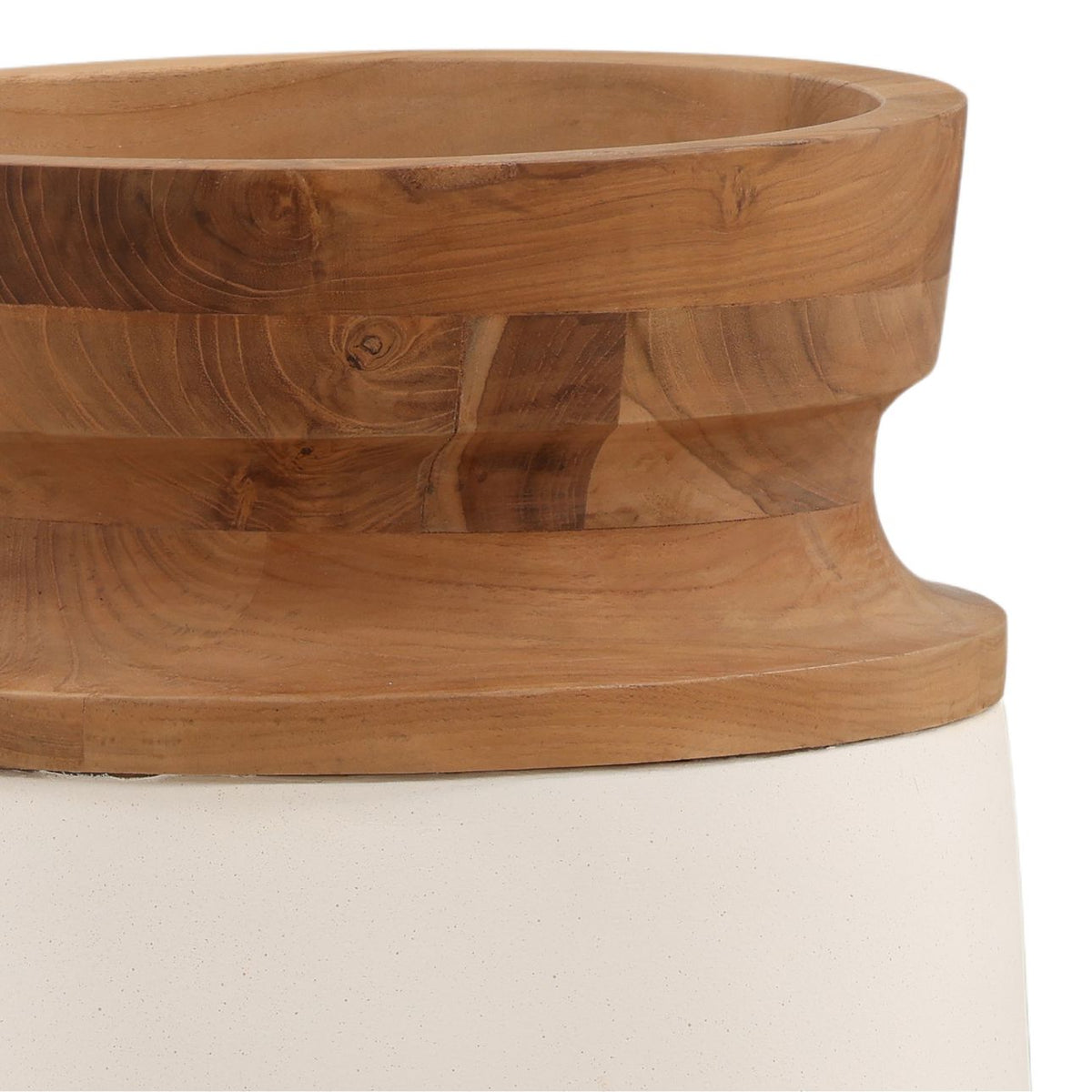 Artisan Fiber Cement and Teak Wood Home Accent