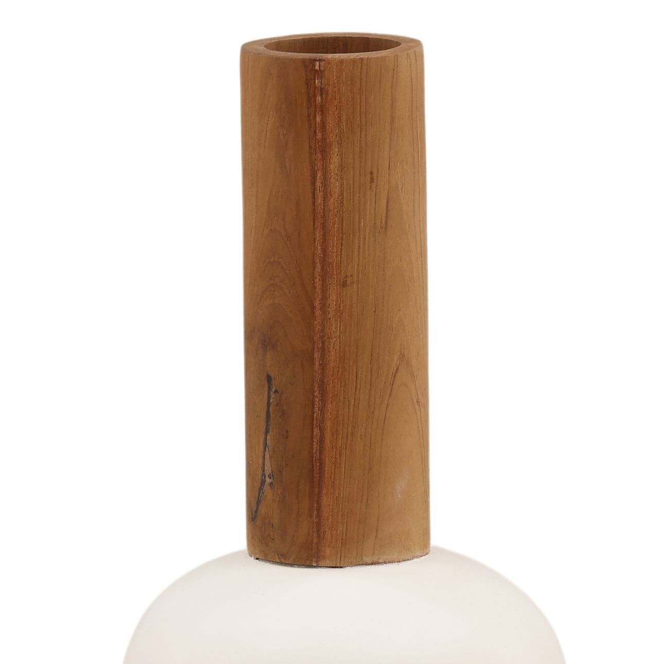 White and Natural Terracotta and Teak Wood of 6 in Wide