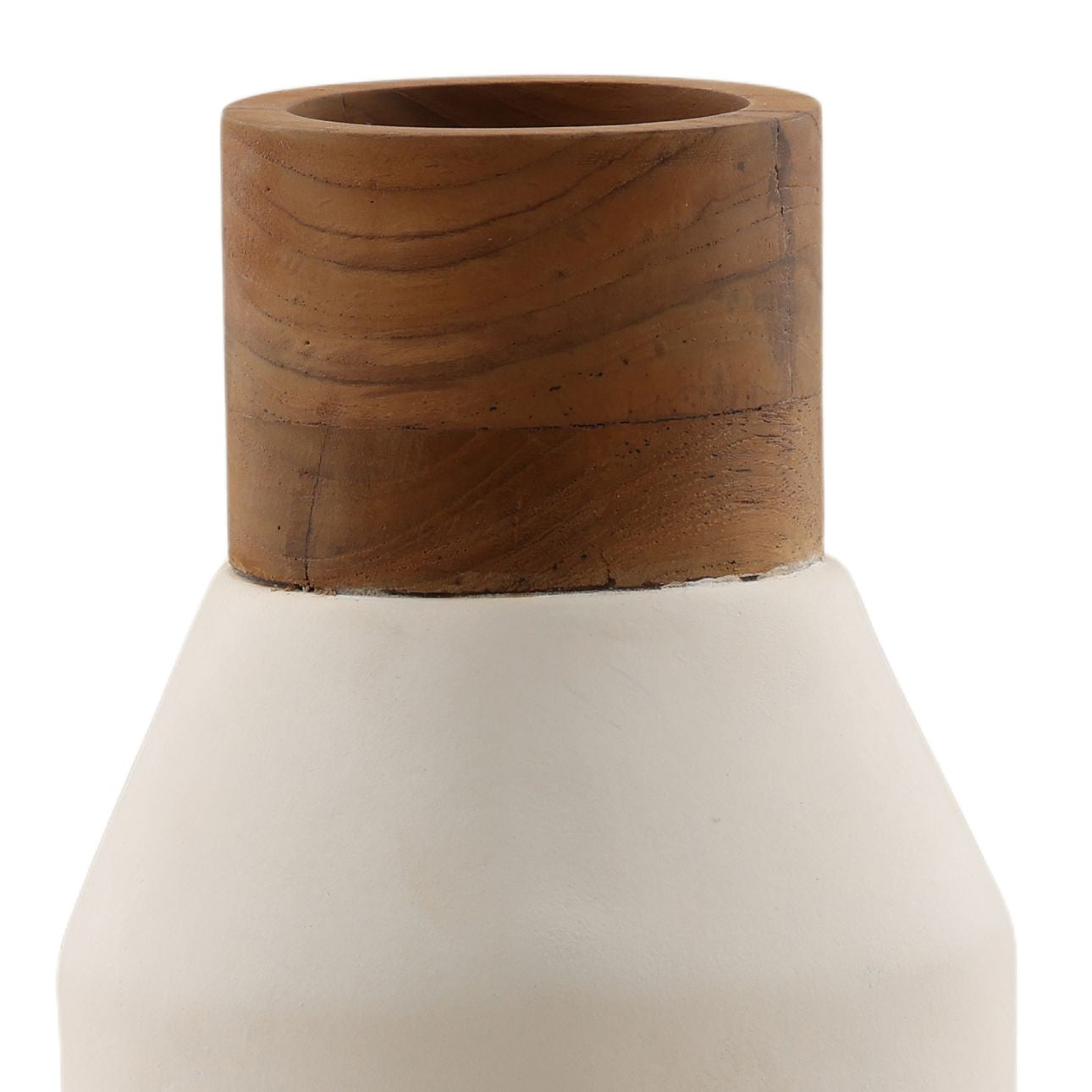 White and Natural Terracotta and Teak Wood of 5 in Wide