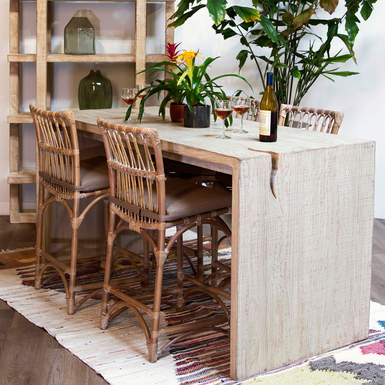 Light Warm Wash Finish Reclaimed Pine Wood Table 68 in Wide