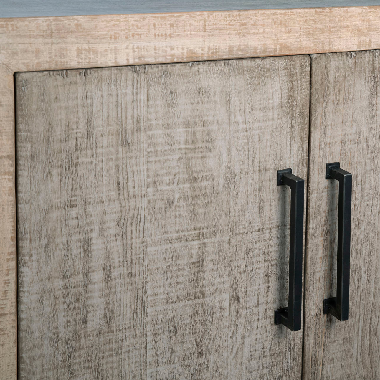 Light and Medium Warm Wash Reclaimed Pine Wood Sideboard 84 in Wide