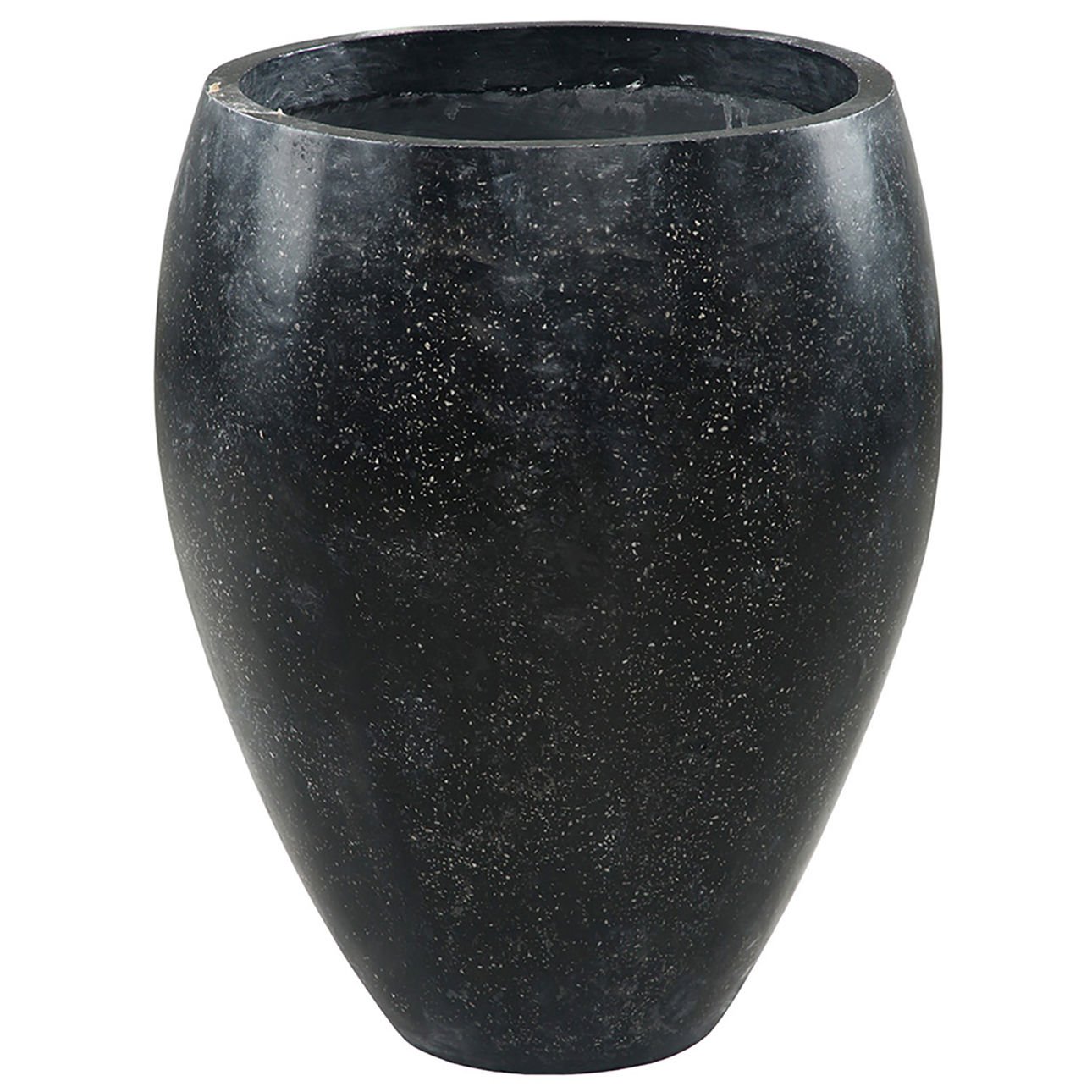 Antique Black Finish Lightweight Concrete Terrazzo Pot 22.5 in Wide