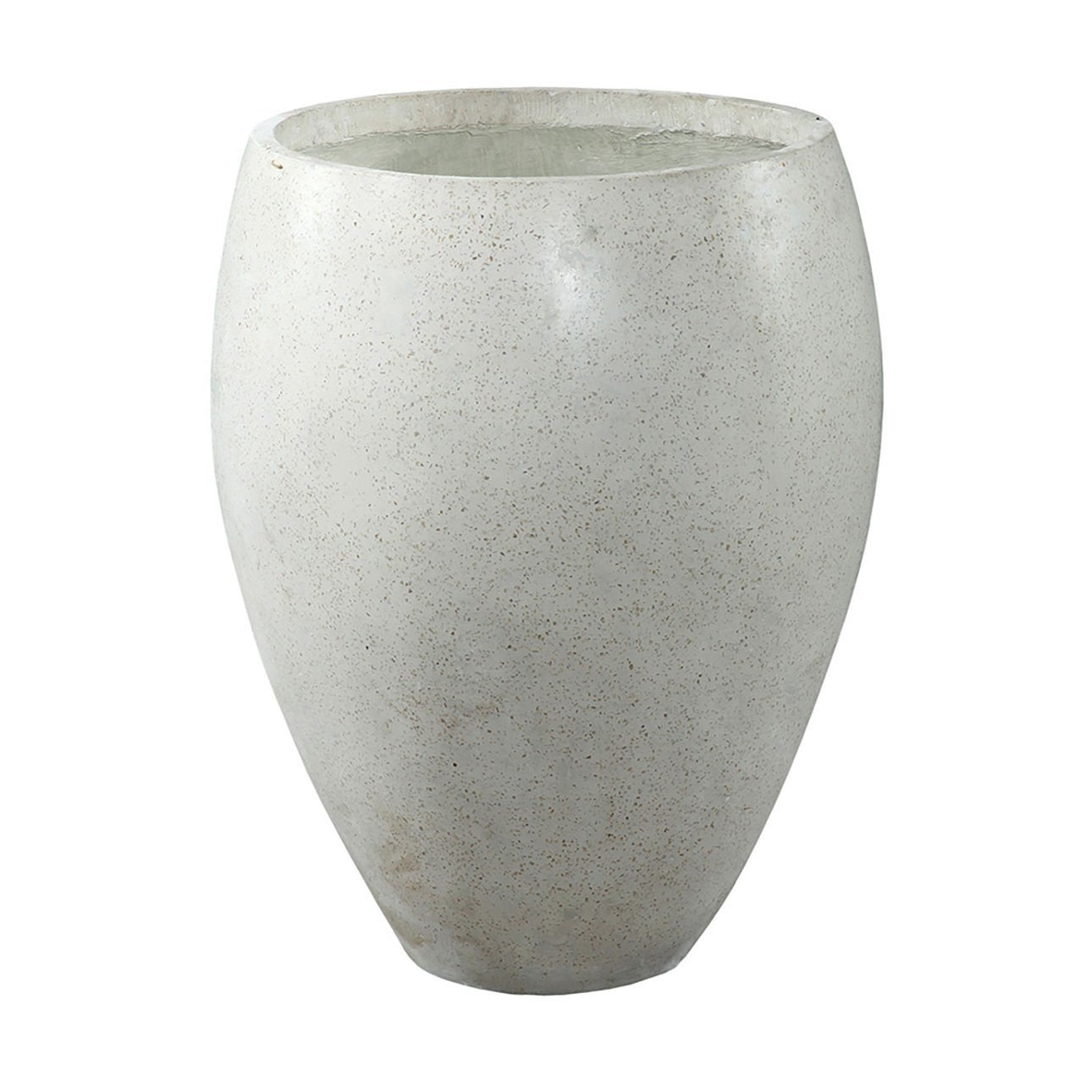Natural White Finish Lightweight Concrete Terrazzo Pot 23 in Wide