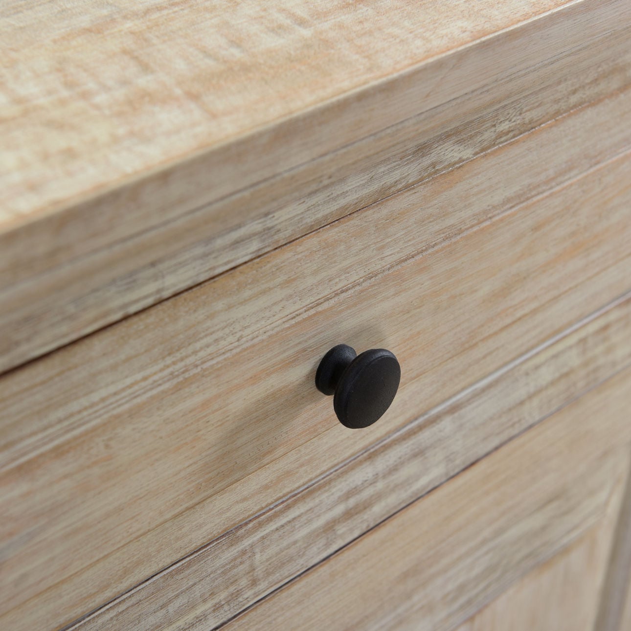 Light Warm Wash Sealed Finish Solid Mango Wood Sideboard 49 in Wide