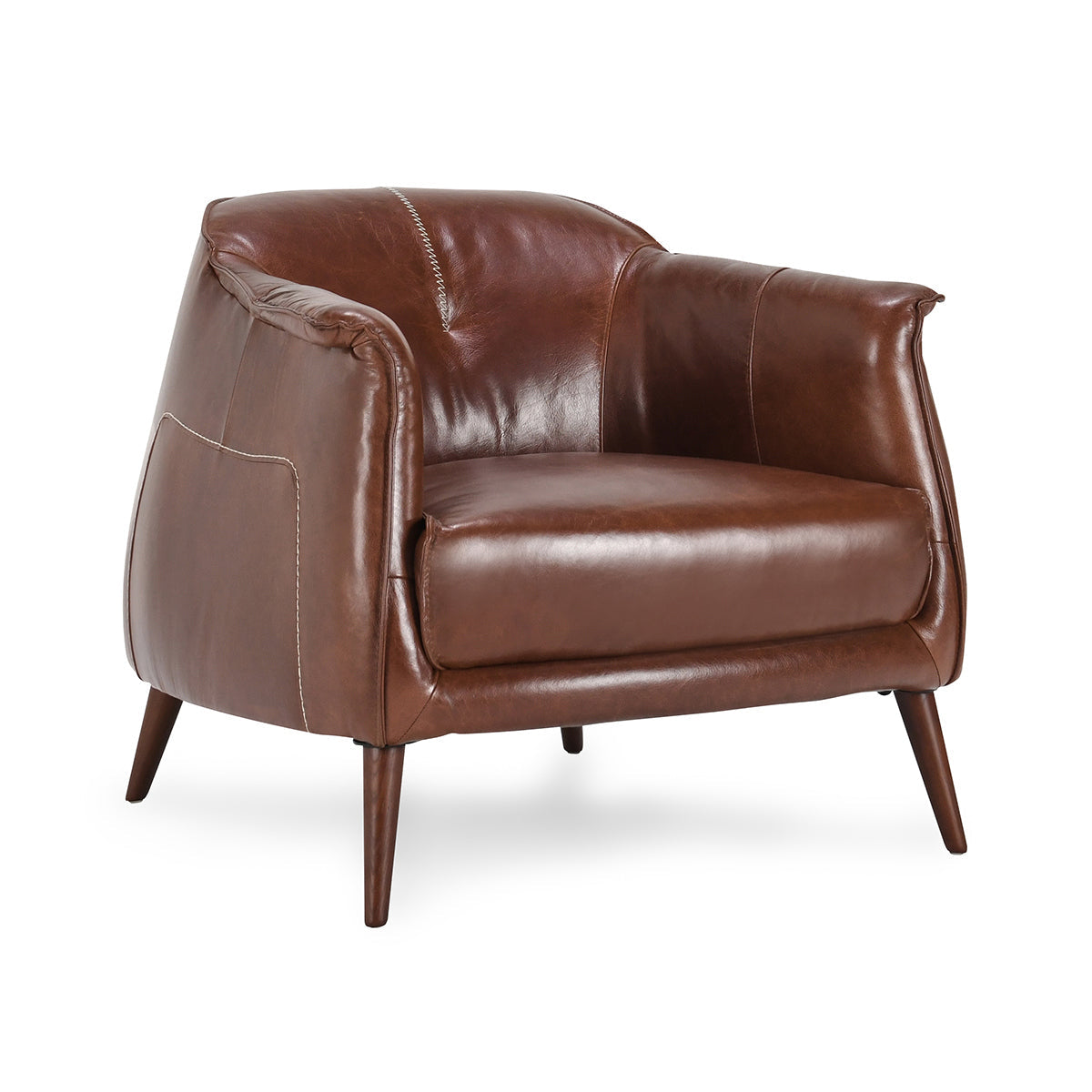 Spiced Brown Top Grain Leather Accent Chair Martel Accent Chair Collection