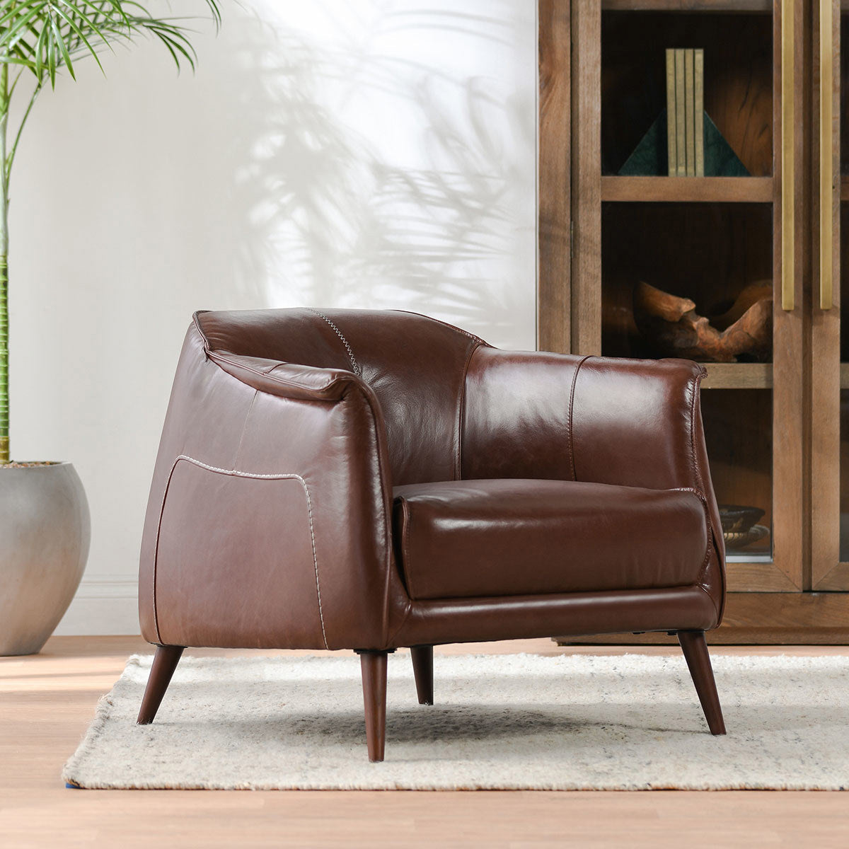 Spiced Brown Top Grain Leather Accent Chair Martel Accent Chair Collection