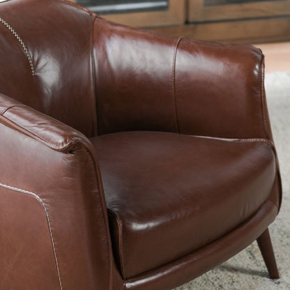 Spiced Brown Top Grain Leather Accent Chair Martel Accent Chair Collection