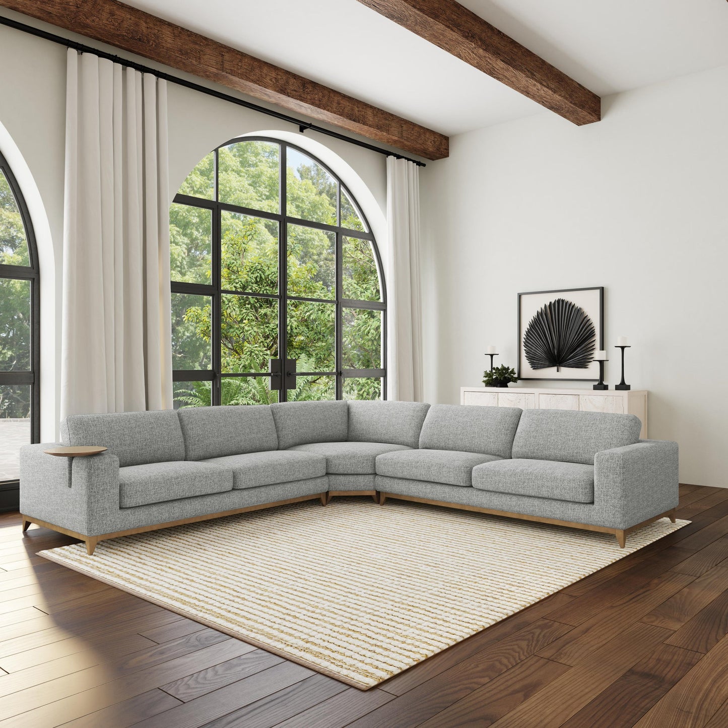 Gray 100% Polyester Sectional Donovan 3 Piece Sectional Collection