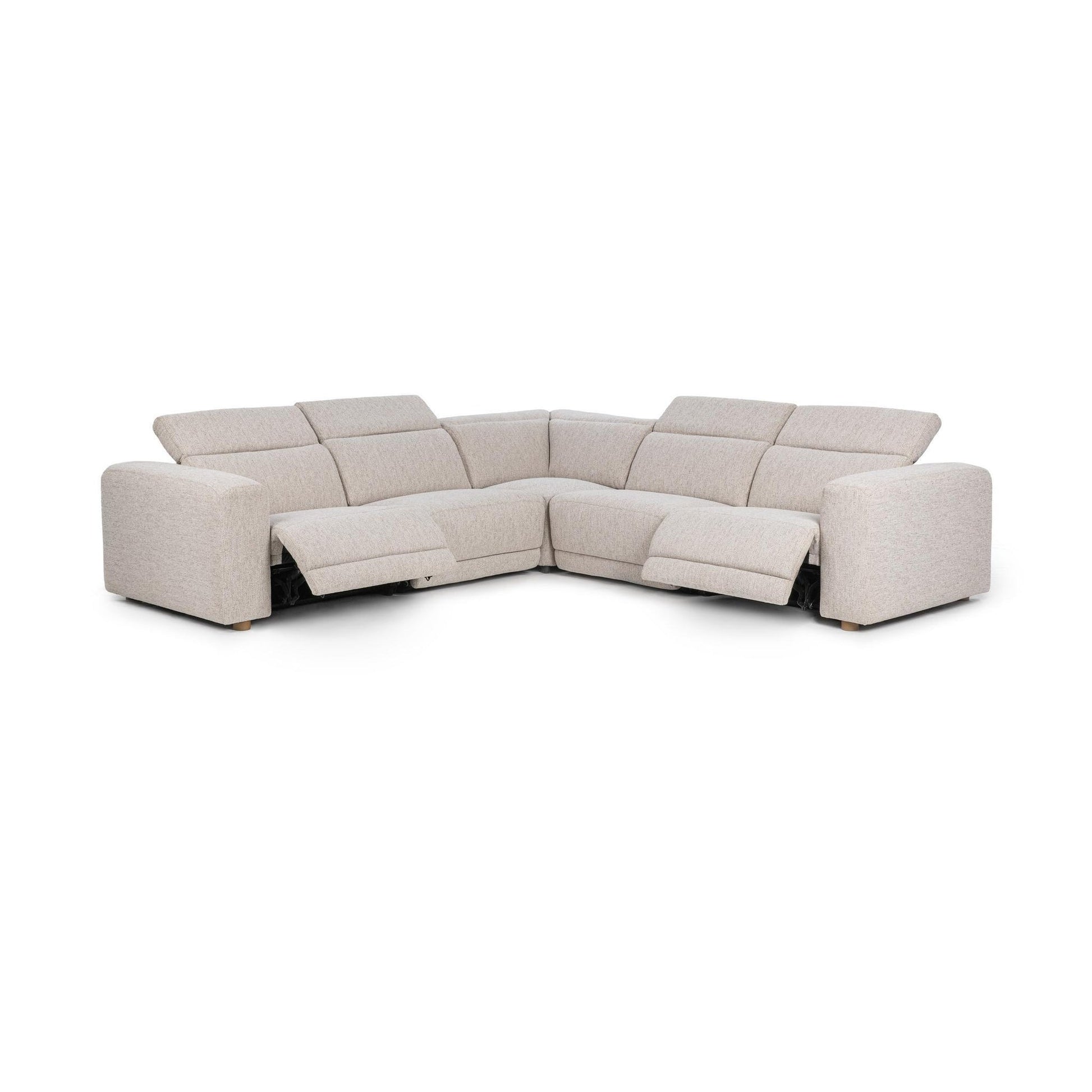 Gray 100% Polyester Sectional Knoxville 5pc Power Recliner Sectional Collection