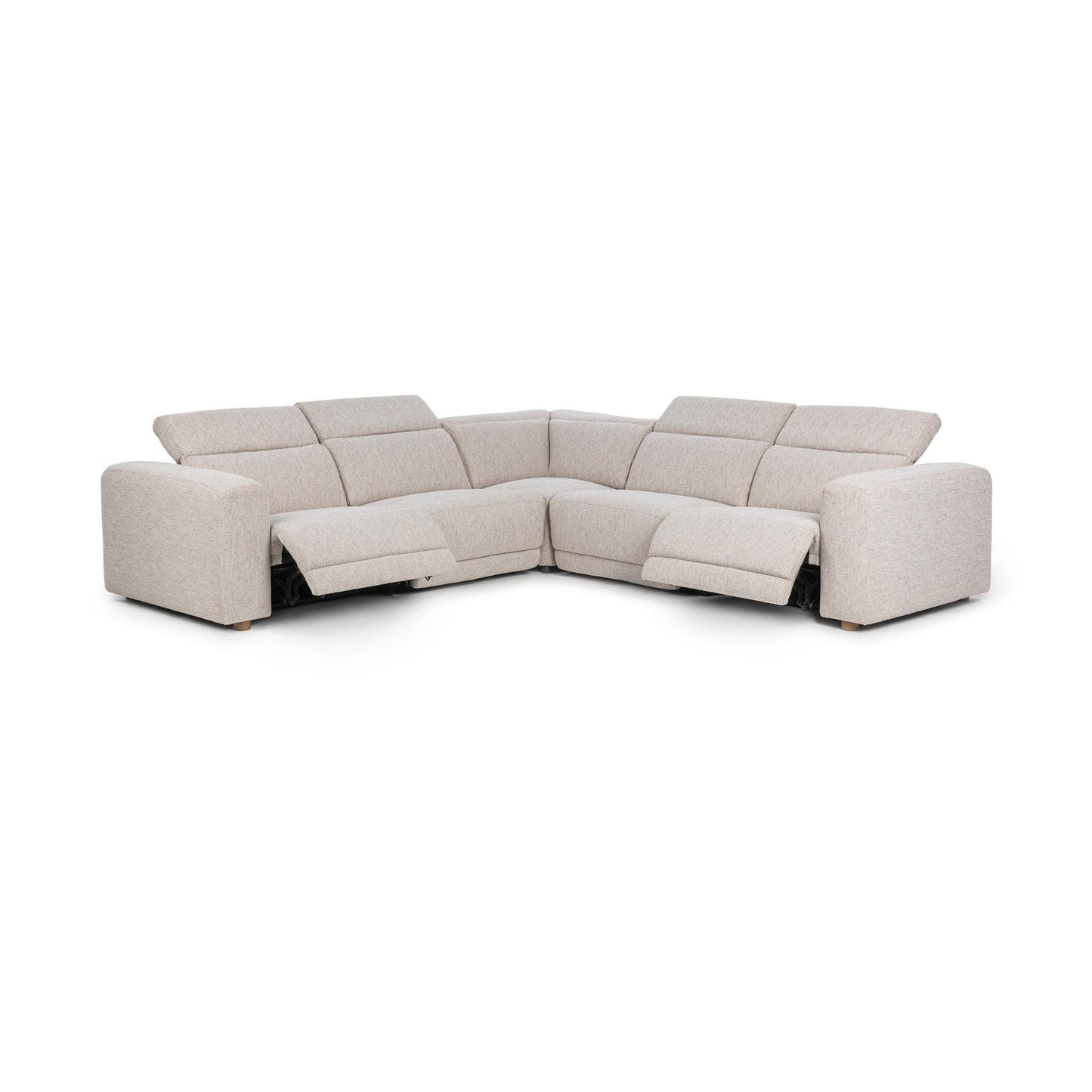 Gray 100% Polyester Sectional Knoxville 5pc Power Recliner Sectional Collection