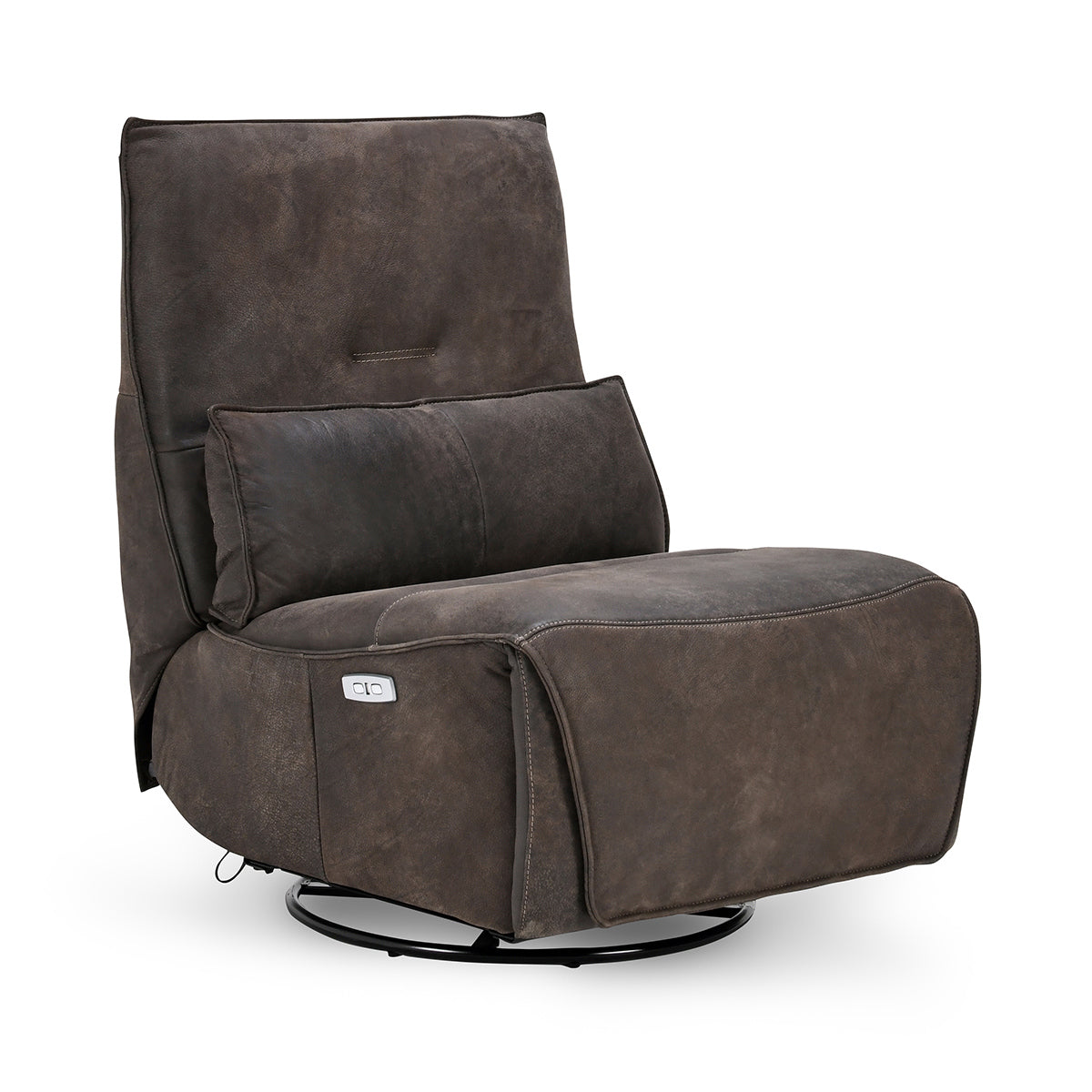 Rustic Brown 100% Top Grain Leather Accent Chair Paige Swivel Power Recliner Collection